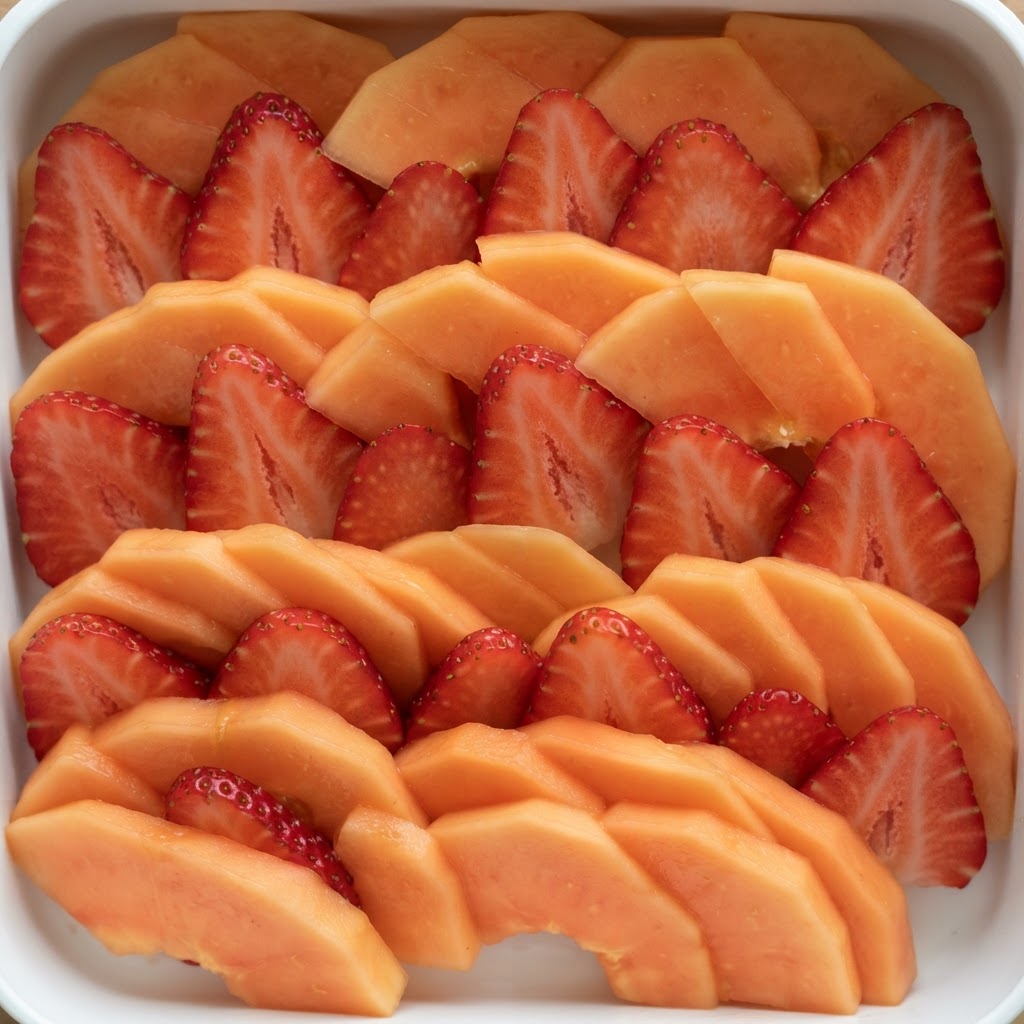 Abanicos Tropicales de Papaya y Fresas