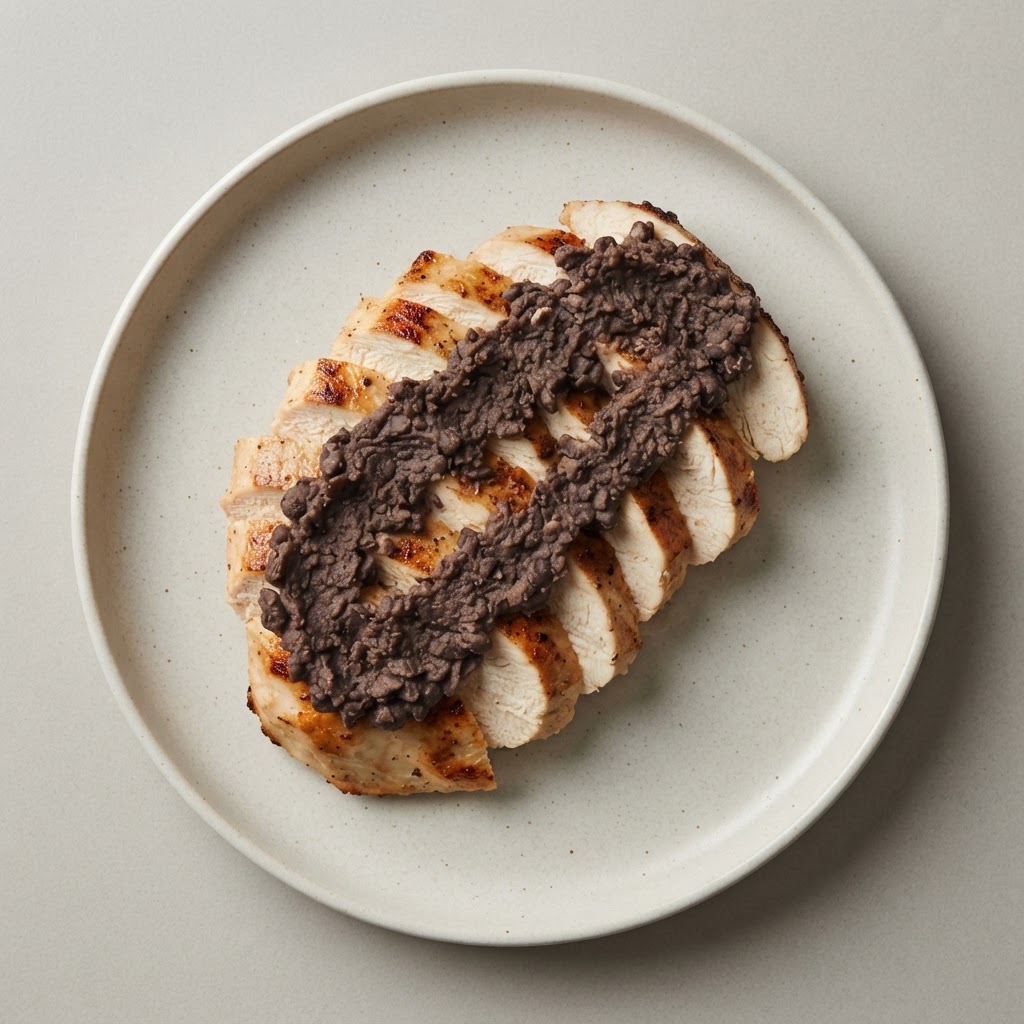 Medallones de Pollo con Costra de Frijol Negro y Especias