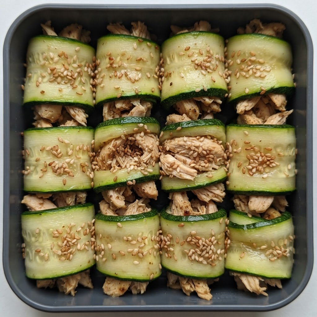 Rollitos de Pollo y Calabacín con Sésamo