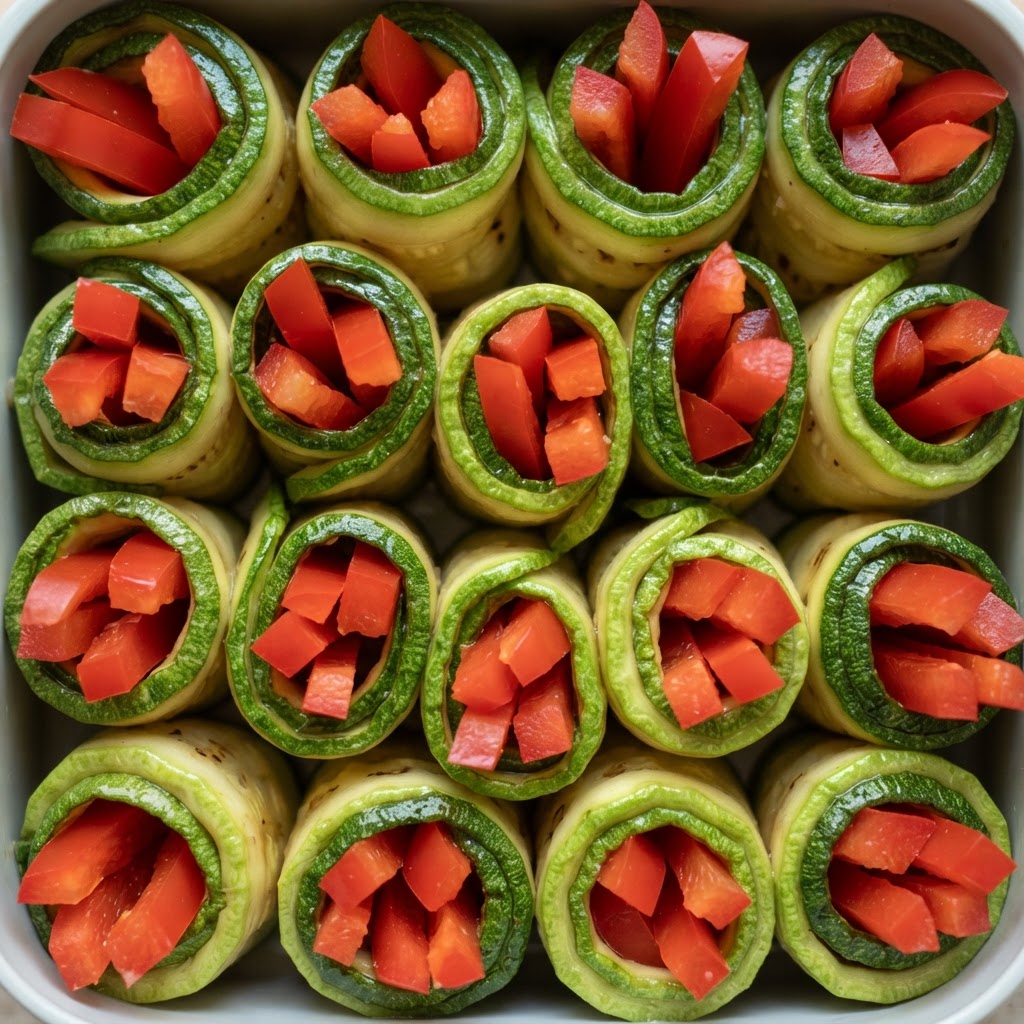 Rollitos de Calabacín y Pimiento al Estilo Mediterráneo