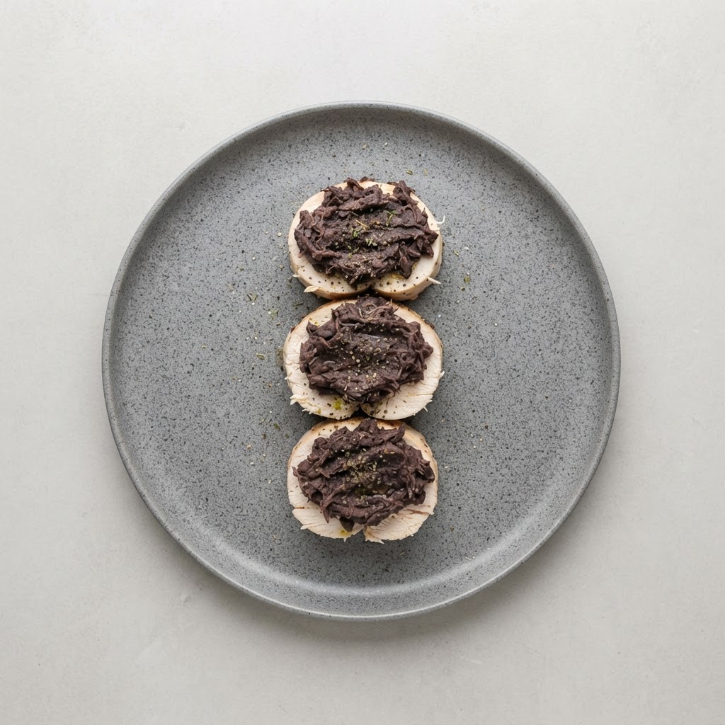 Medallones de Pollo con Costra de Frijoles Crujientes
