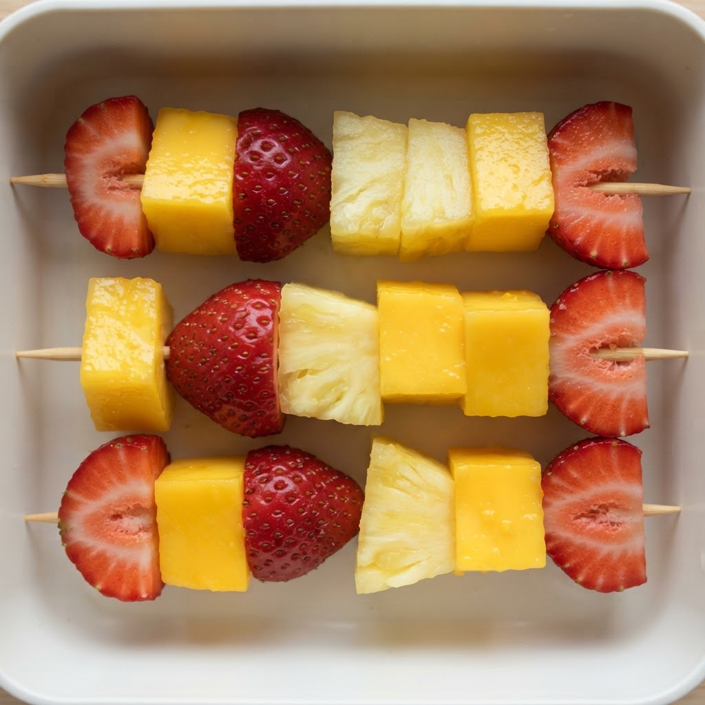 Banderillas de Frutas Arcoíris con Frescura de Mango