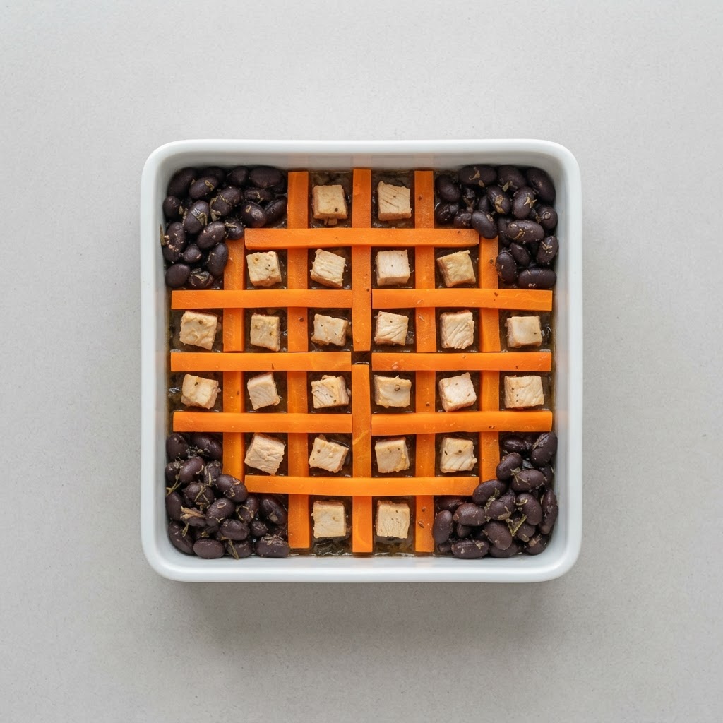 Mosaico de Zanahoria Glaseada y Pollo al Estilo Oriental