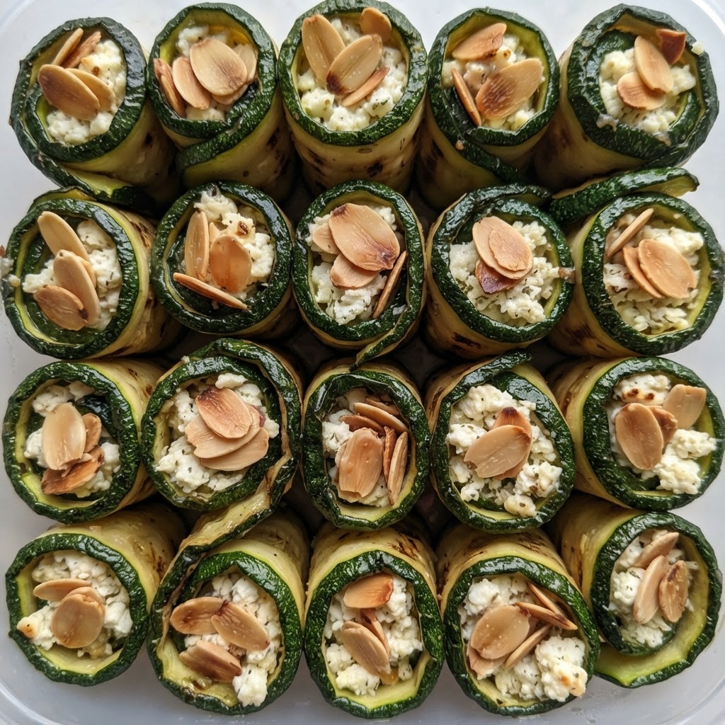 Rollitos de Calabacín y Queso con Toque de Almendras