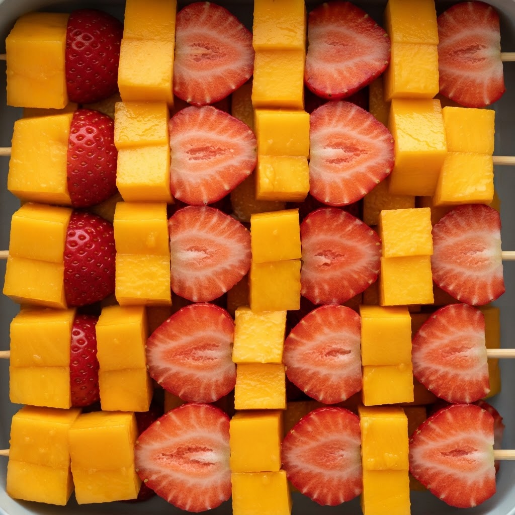 Banderillas de Mango y Fresa con Toque de Lima