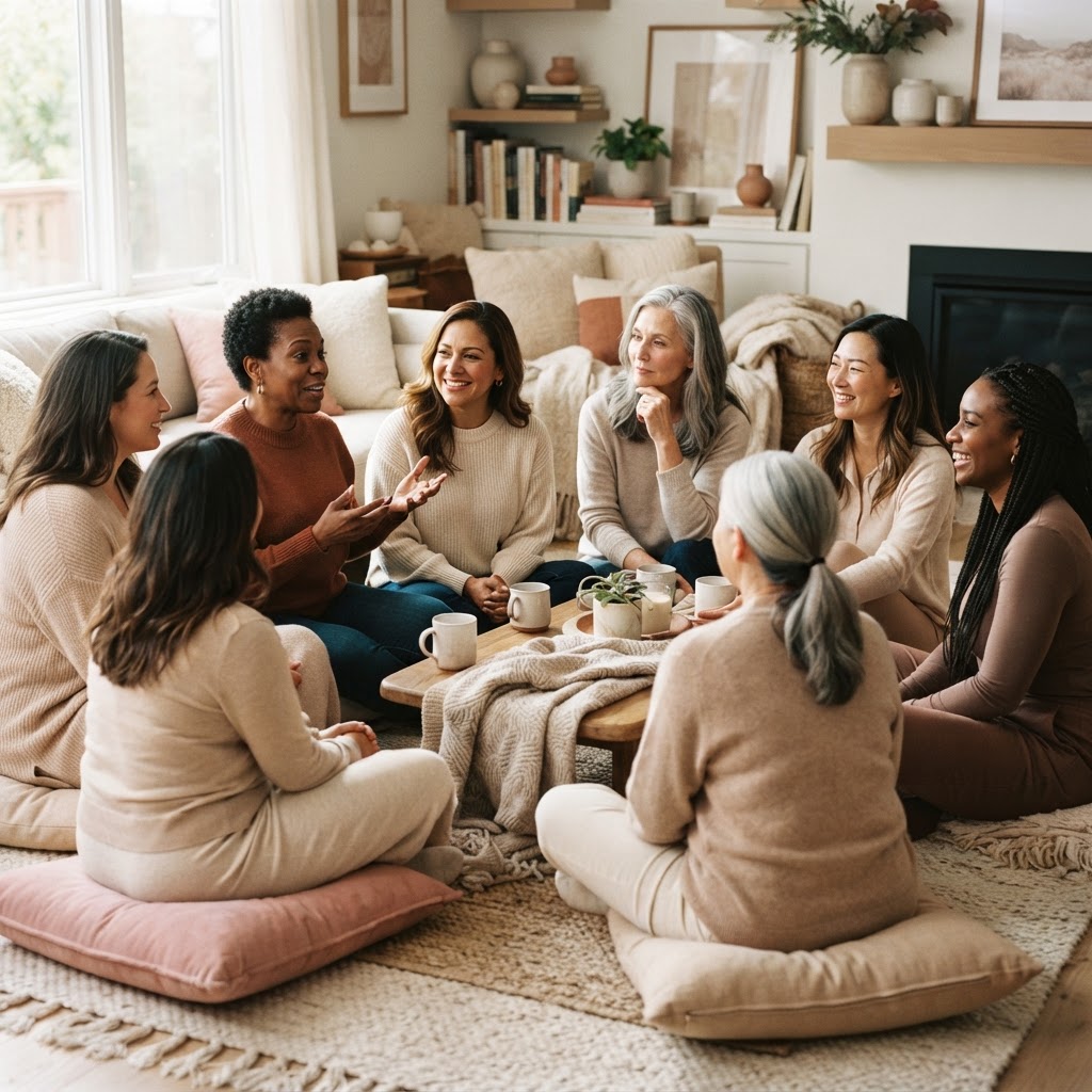 Diverse women supporting each other in community