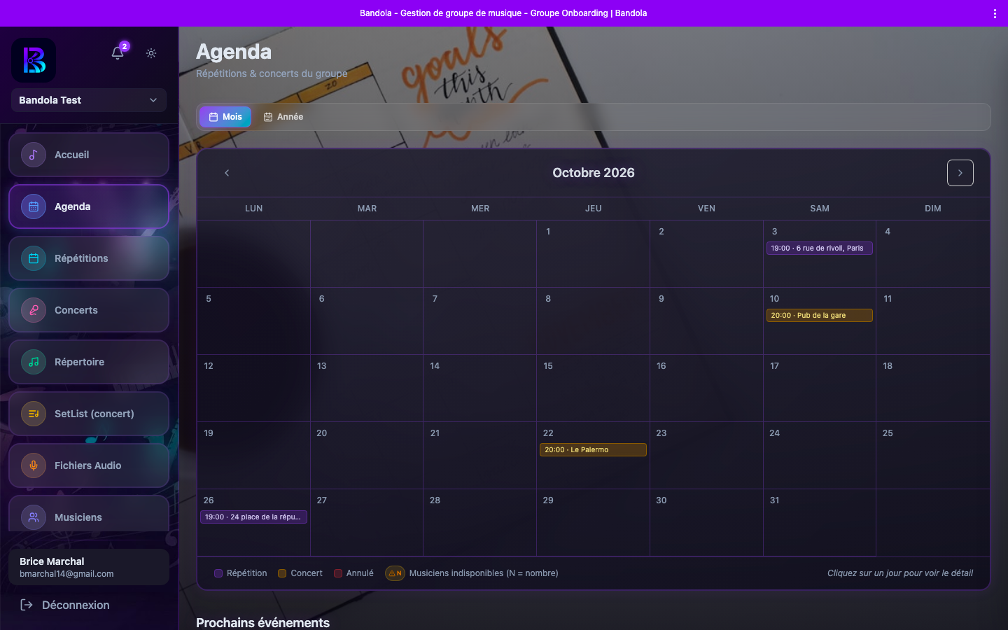 Agenda & calendrier