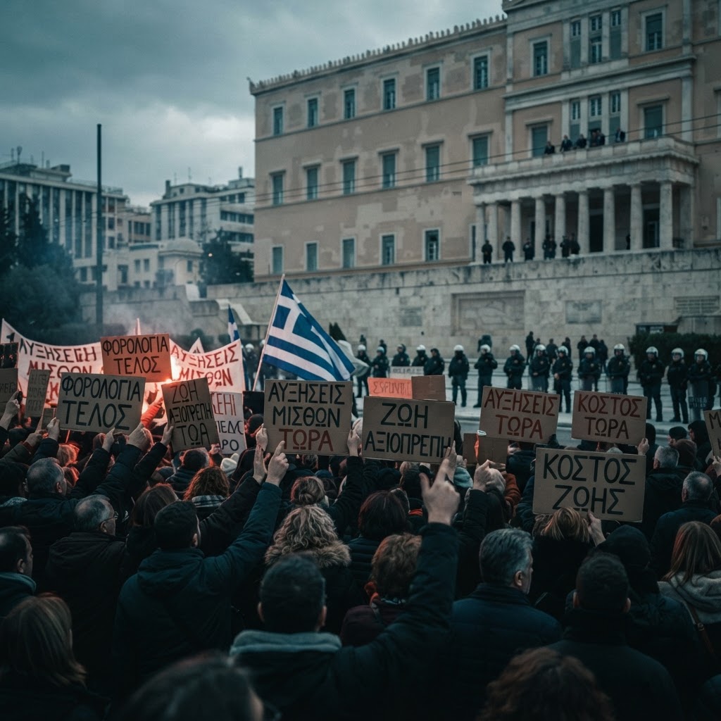 Greeks promised tax relief, wage hikes as protesters take to the streets over cost of living crunch