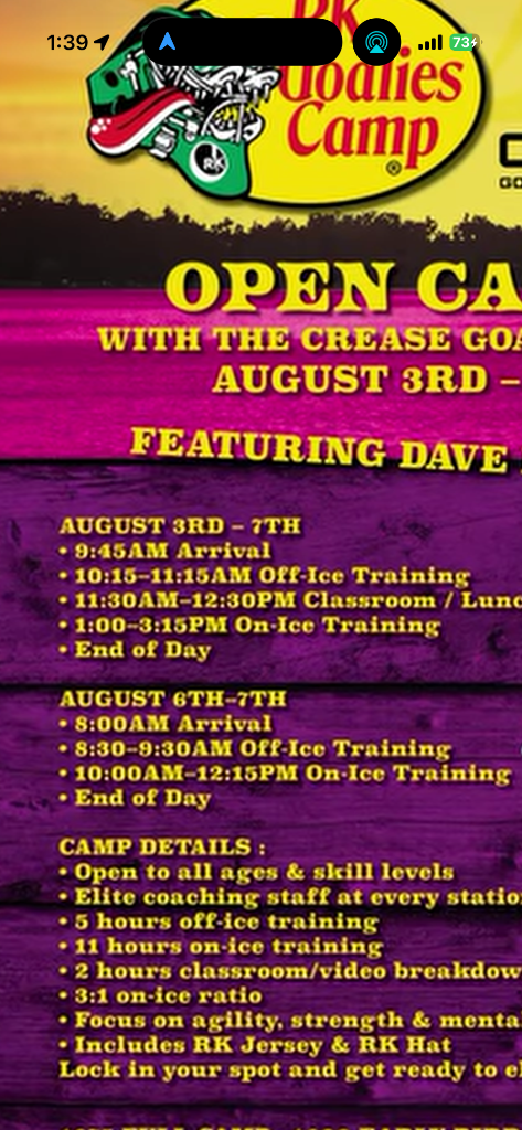 RK Goalies Open Camp Flyer