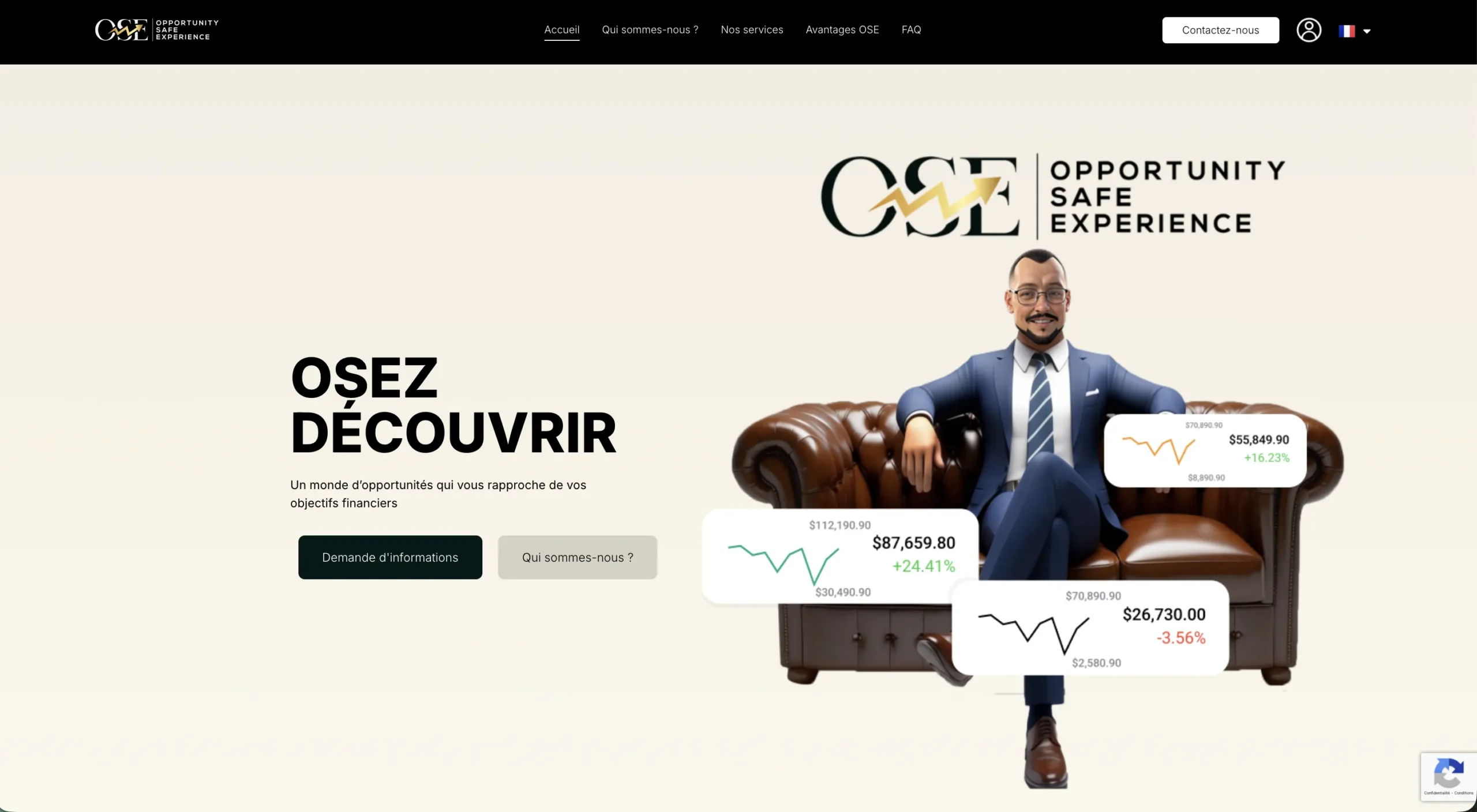 Site institutionnel du fonds d'investissement avant la refonte par WebScale
