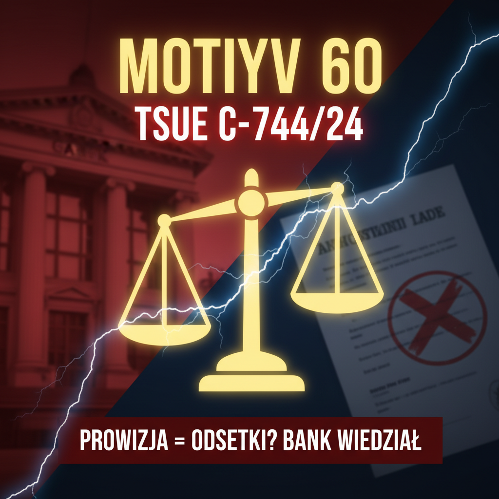 TSUE C-744/24 motyw 60: bank wybrał prowizję – SKD