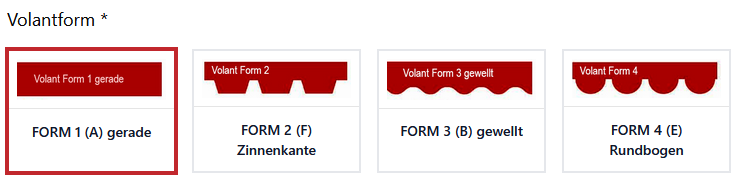 Volantformen – verschiedene Designs für Markisenstoff mit Volant
