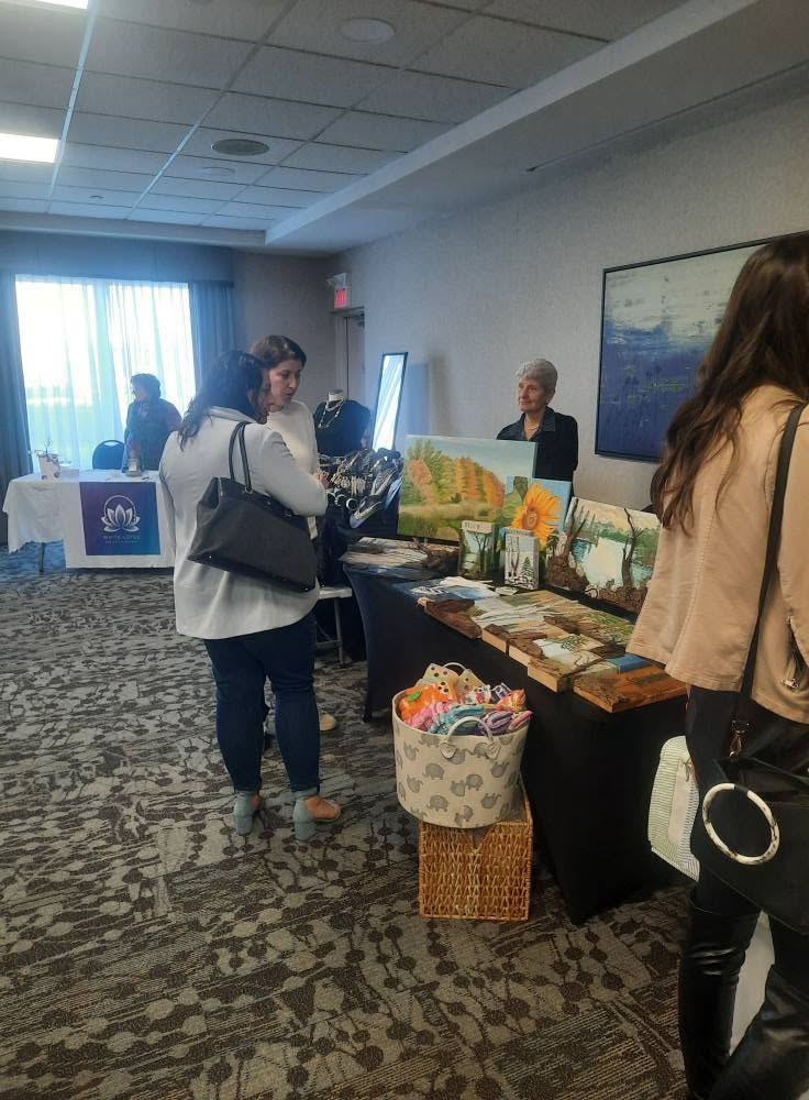 Vendors and attendees browsing the expo floor
