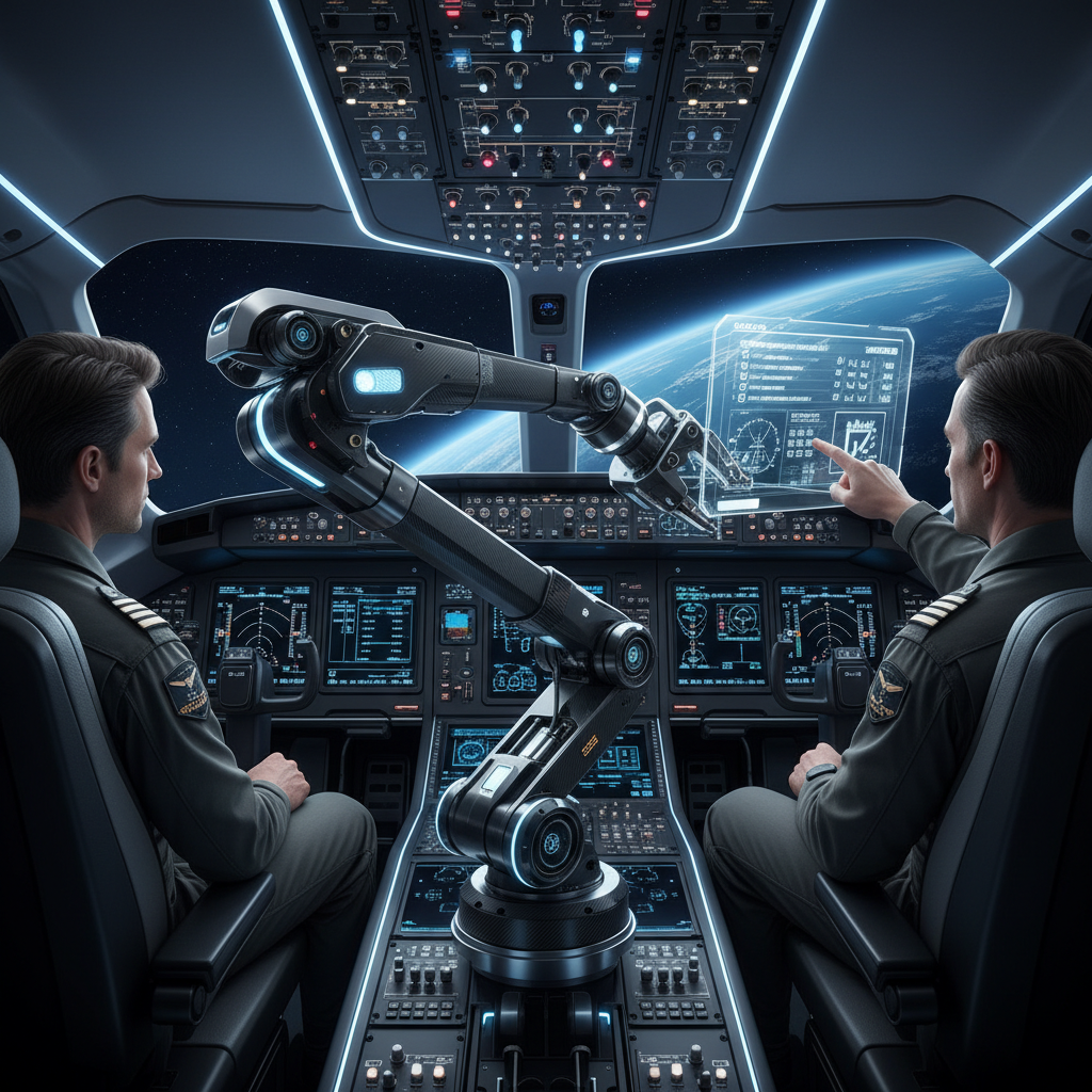 FlightEngineerBot assisting in an aircraft cockpit