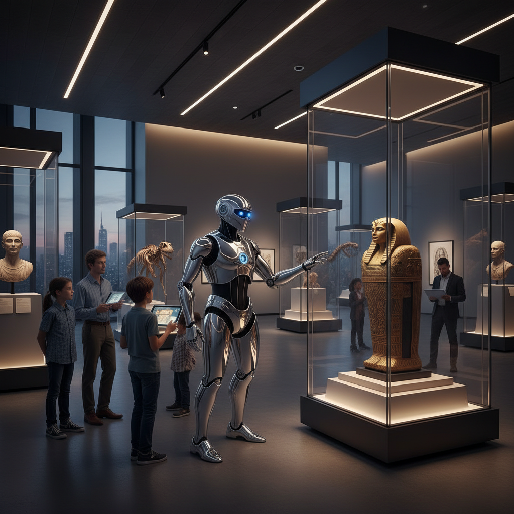 MuseumBot robot guiding visitors in a museum