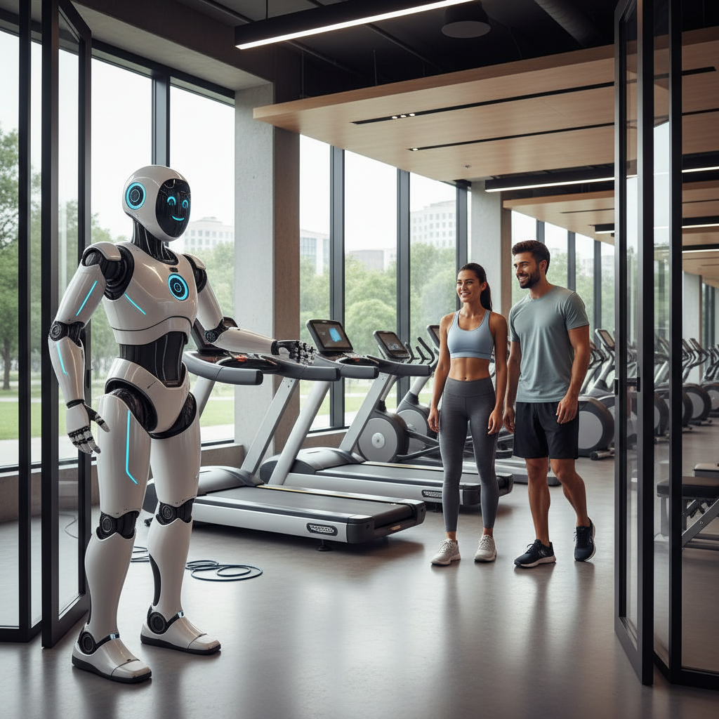 FitBot robot assisting in a health club