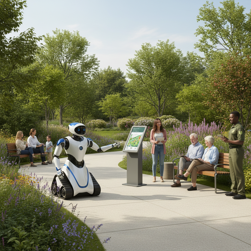 ParkGuard robot assisting in a public park