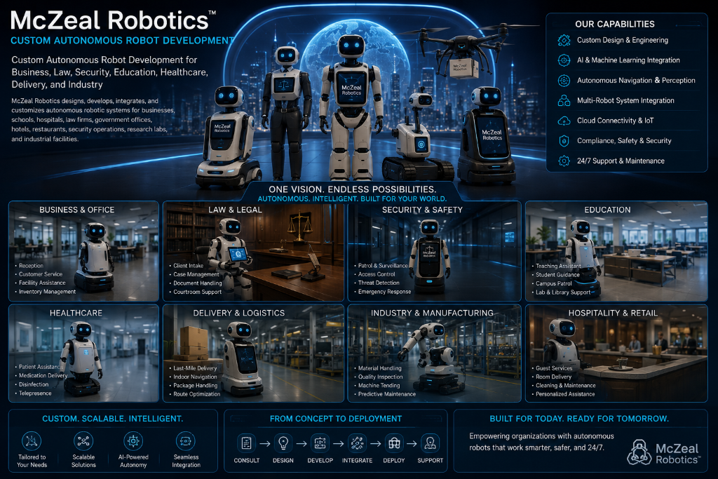 McZeal custom autonomous robot development graphic