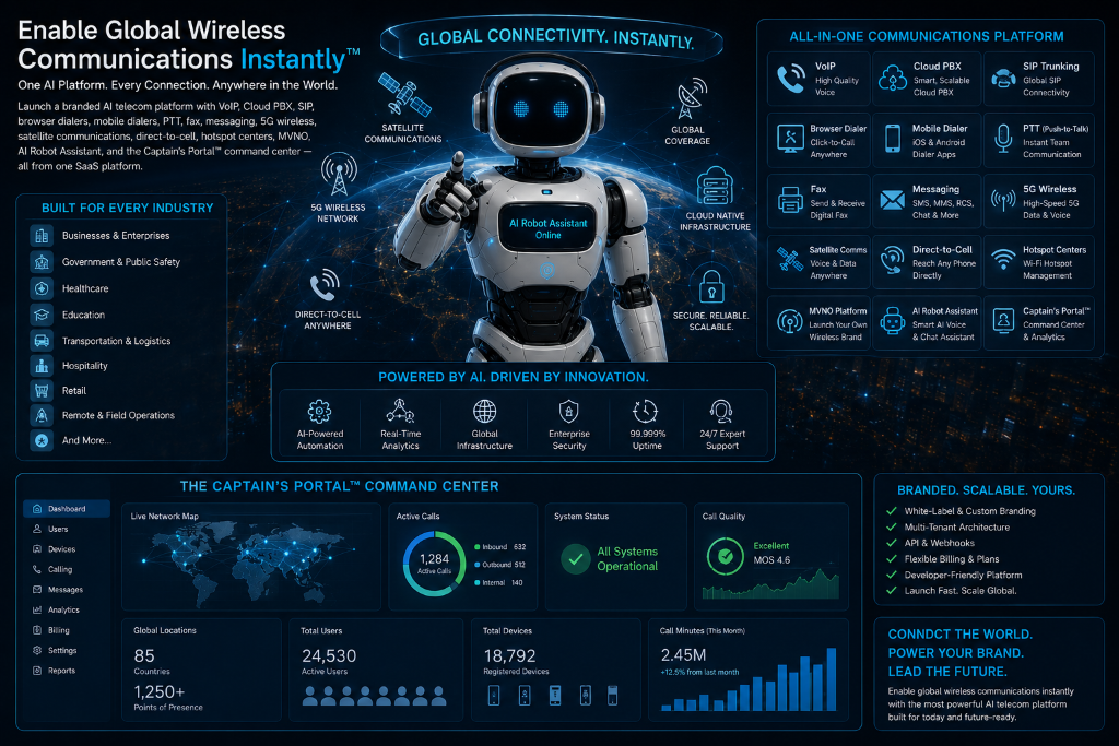 Futuristic WebTalk AI telecom command center