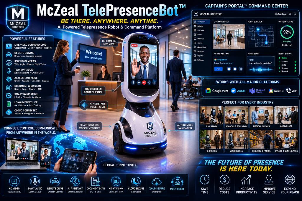 McZeal TelePresenceBot command platform graphic
