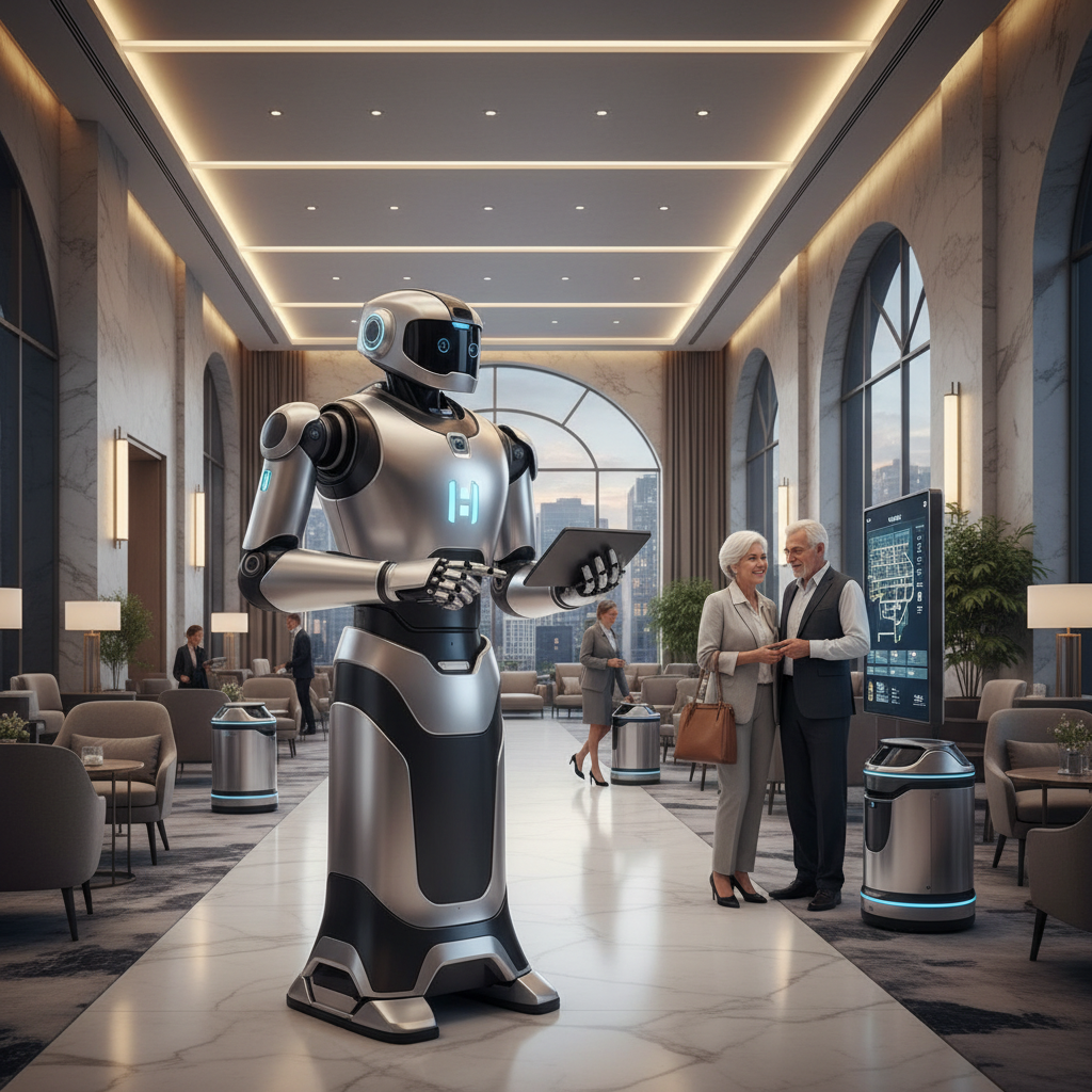 HotelGuard robot assisting guests in a hotel