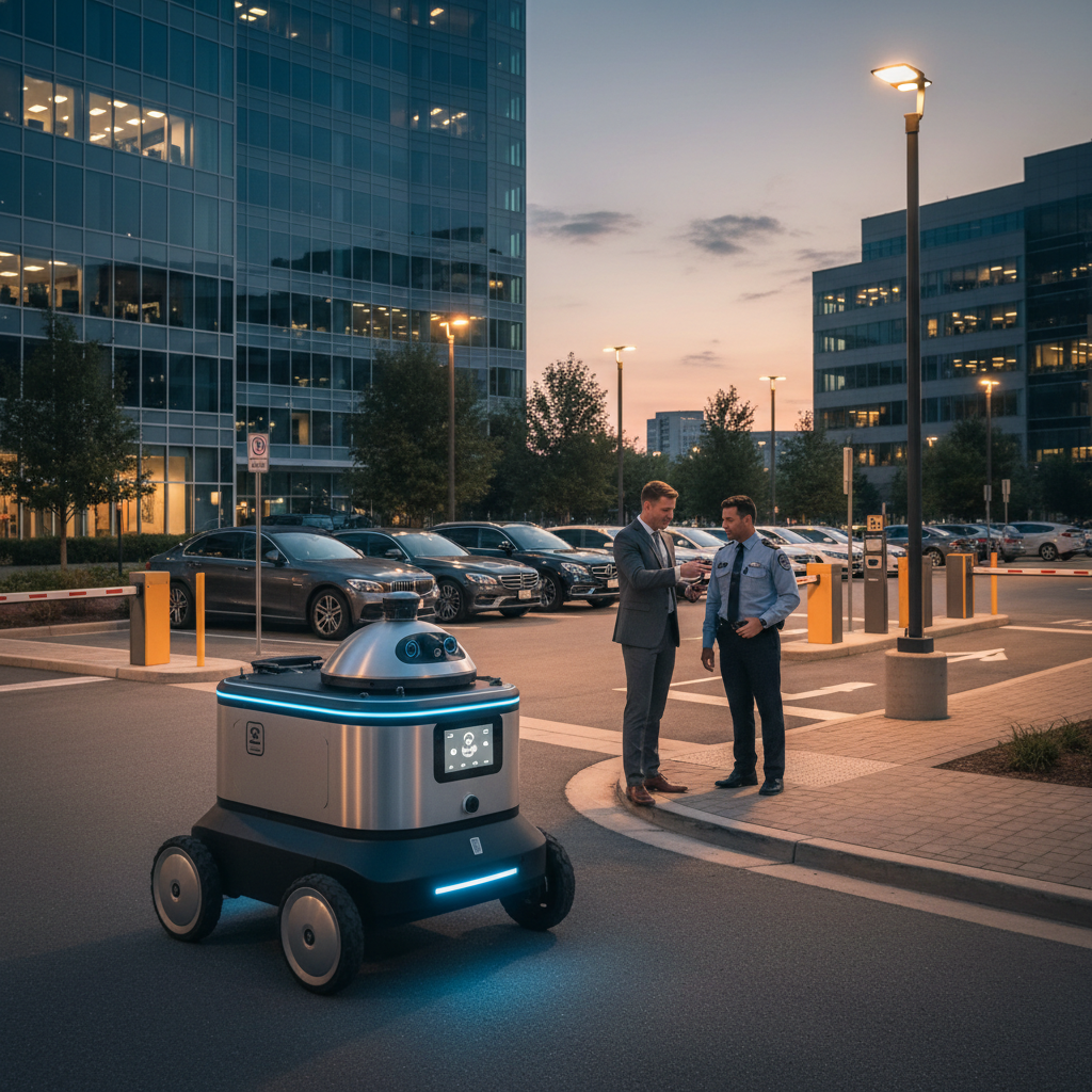 LotGuard robot assisting in a parking lot