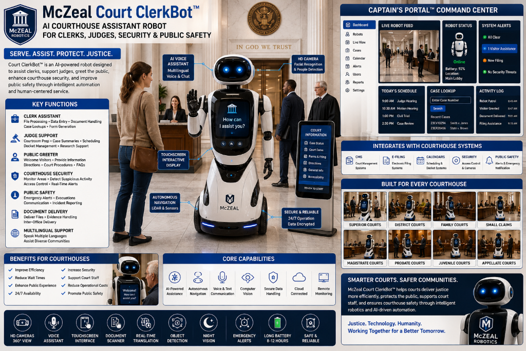 McZeal Court Clerk Robot courthouse command platform graphic