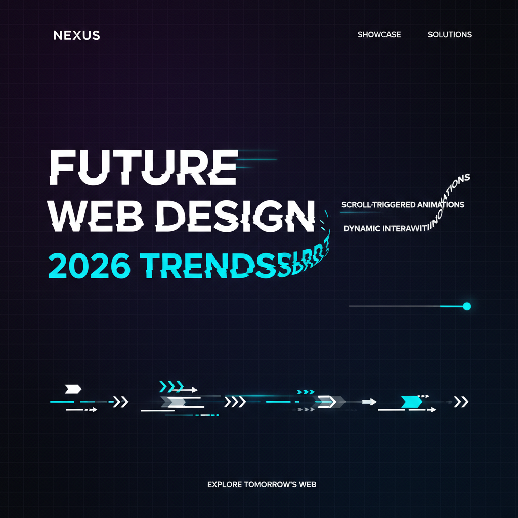 Kinetic typography and scroll-triggered text animations on modern 2026 website design