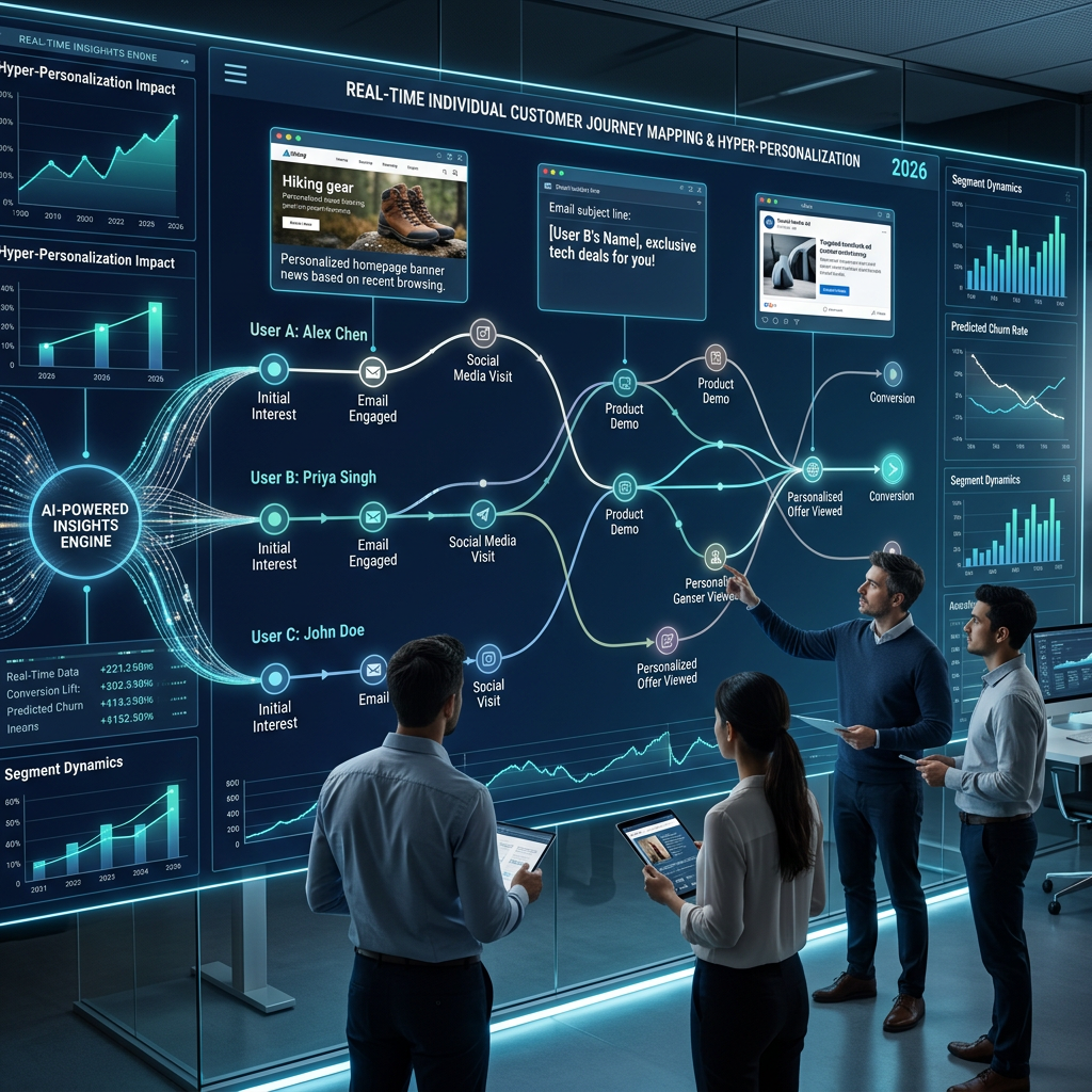 AI hyper-personalization in digital marketing showing individual customer journey mapping