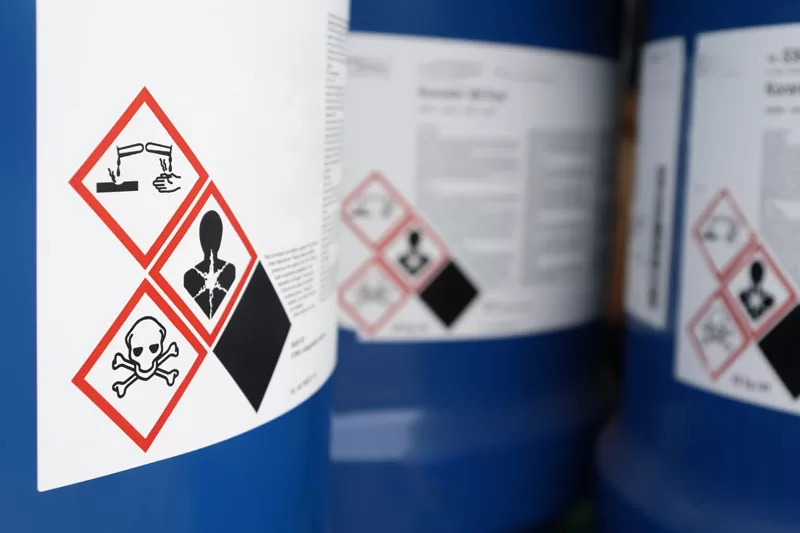 Industrial drum hazard labels