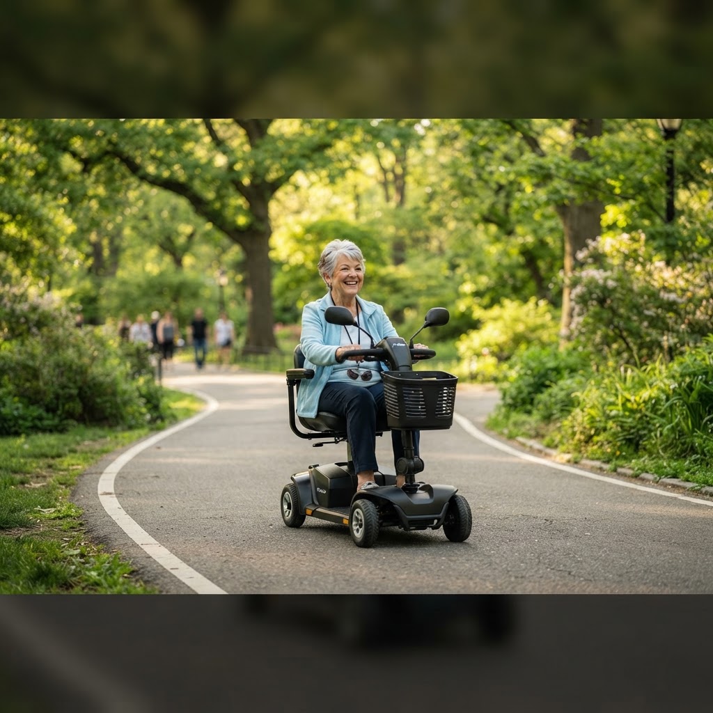 Techniker liefert einen Rollstuhl nach Hause in Lissabon, Portugal
