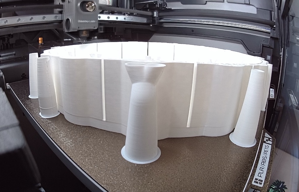 31cm Syrian hamster wheel — walls taking shape mid-print