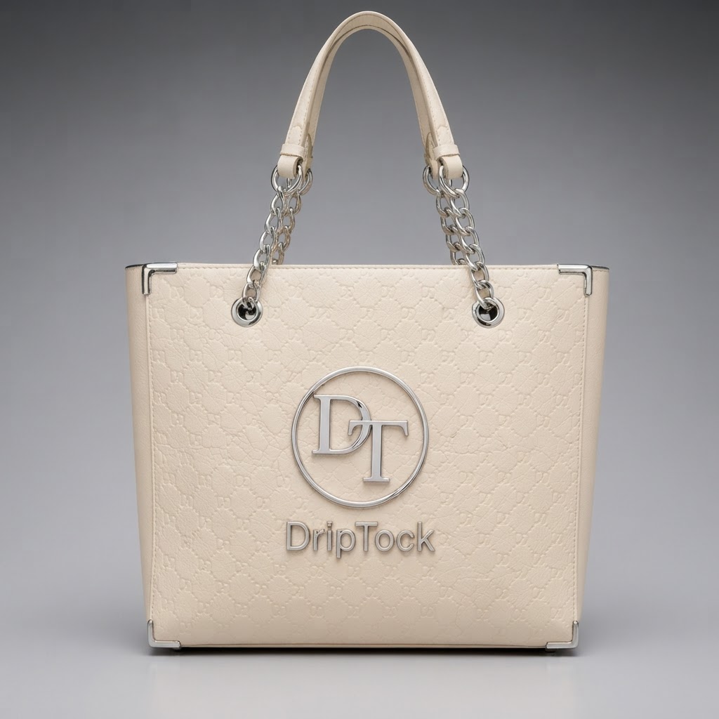 DripTock Cream Monogram Chain Tote