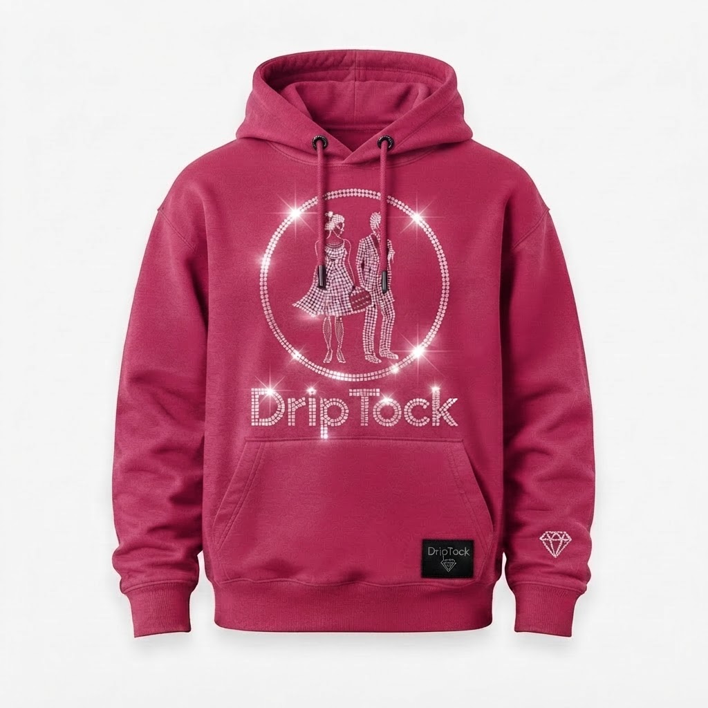 DripTock Ice Bling Dark Pink Hoodie