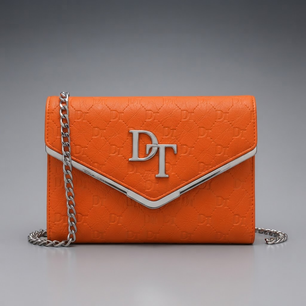 DripTock Orange Monogram Chain Bag