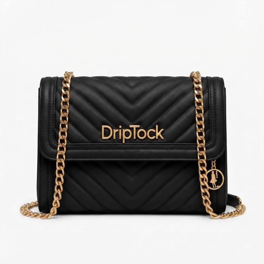 DripTock Black/Gold Quilted Chain Bag