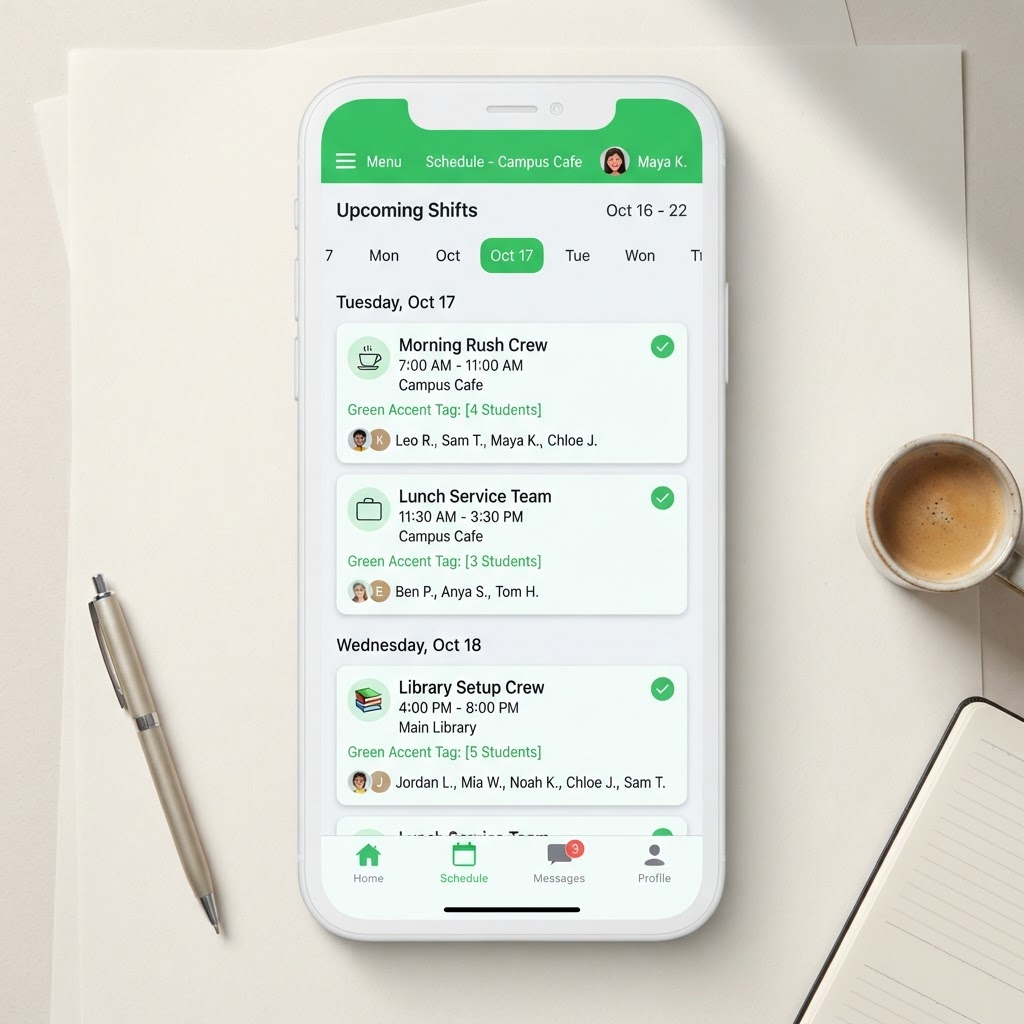 CrewUP mobile roster and shift scheduling interface