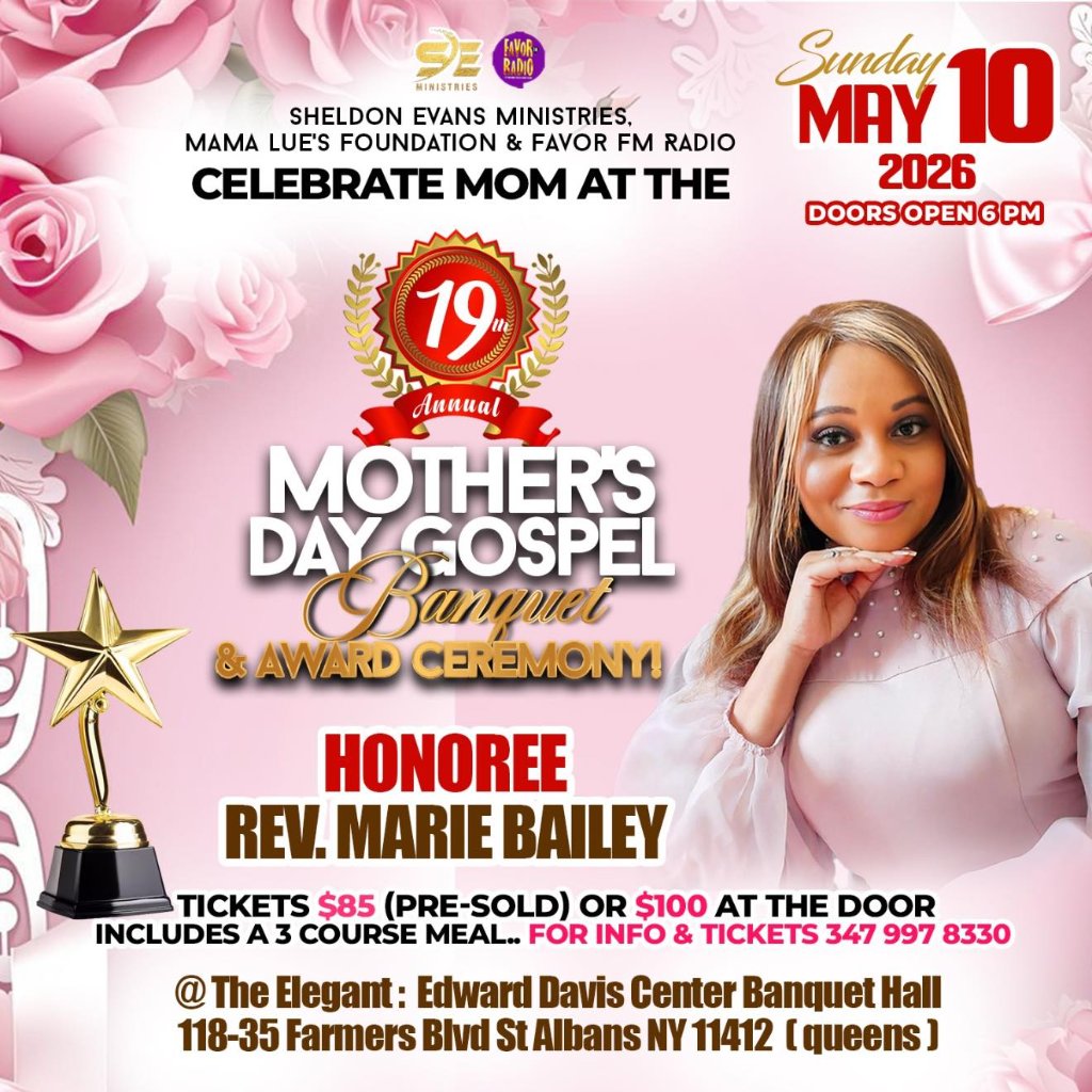 19th Annual Mother's Day Gospel Banquet & Award Ceremony 2026 - Honoree Rev. Marie Berbick Bailey