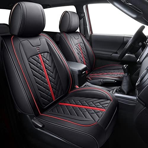 Toyota Tacoma (2005-2026) - Leather Red/Black Seat Covers (Full Set)