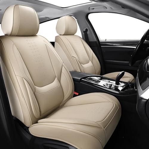 Leather Seat Covers, Beige Car Seat Covers Front Pair, Breathable