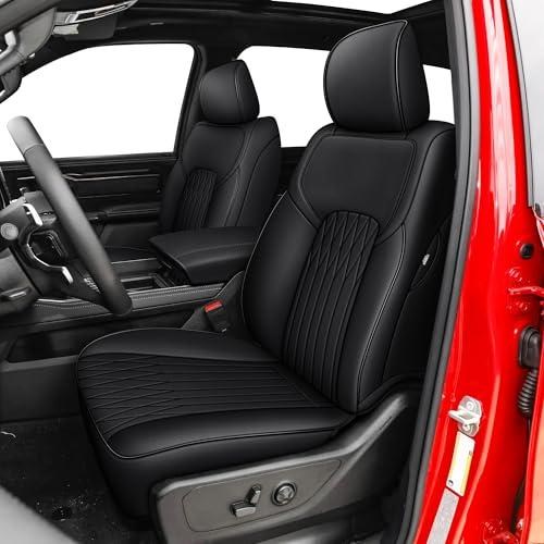 Dodge RAM 1500 (2019-2026) - Leather Black Seat Covers (Full Set)