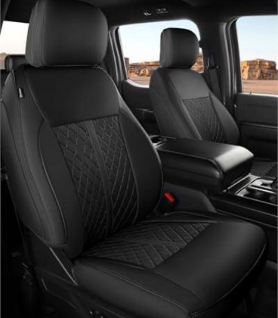 RIDEPOSH for Ford F150 Leather Seat Covers, SuperCrew XL XLT 2021-2026 (Black - Full Set)