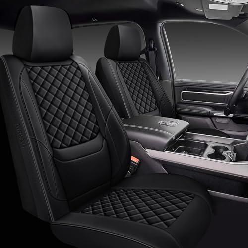 Ram 1500 / 2500 / 3500 - Black Truck Seat Covers w/ Lumbar Support (Full Set)