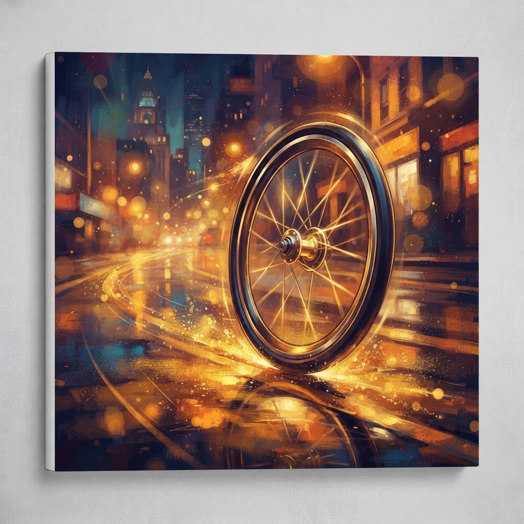 Bicycle Wheels On Pavement Gold