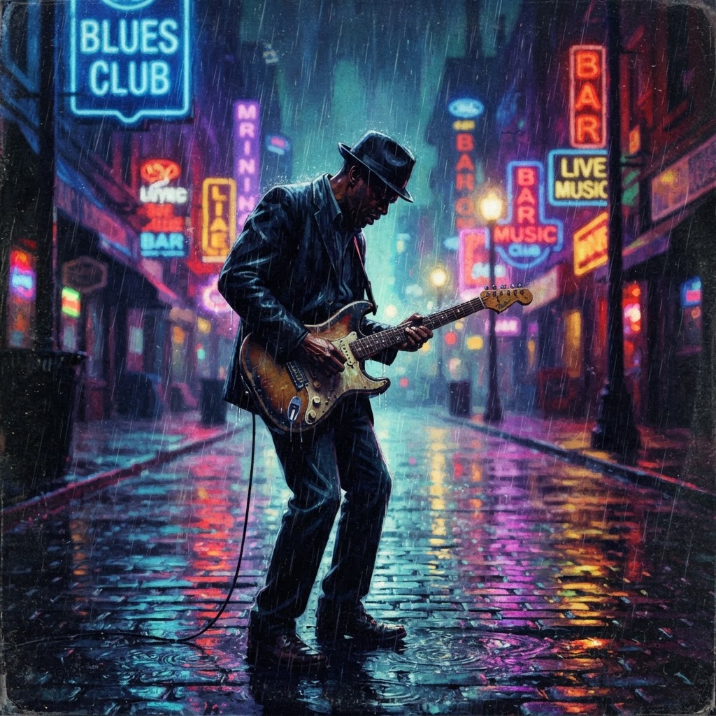 Midnight Rain On Neon Streets