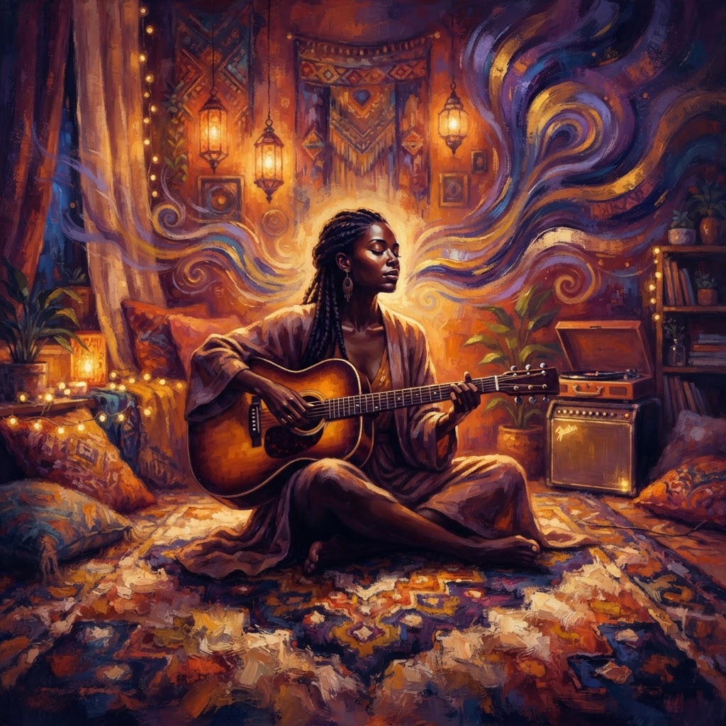 Indigo Echoes In Warm Linen