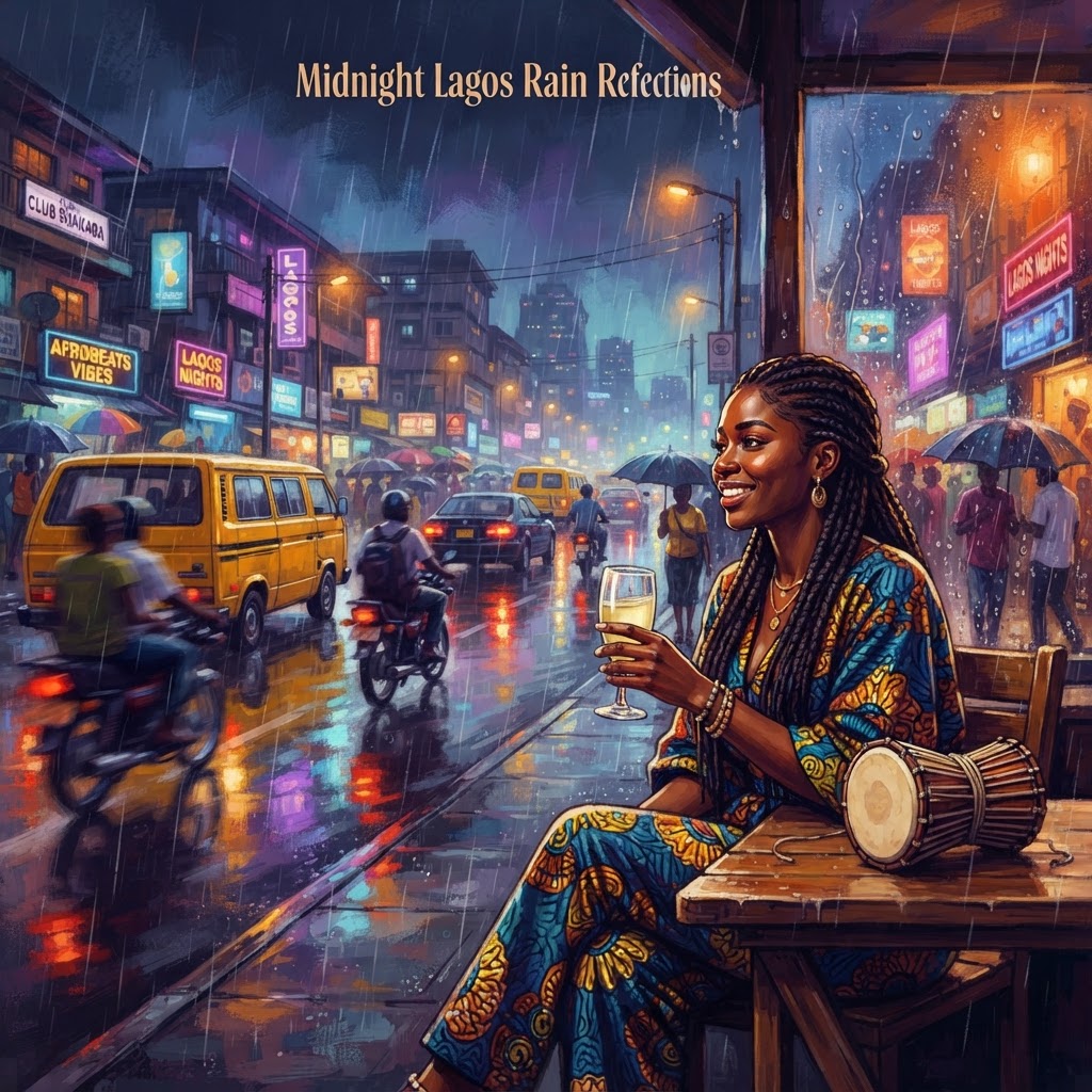 Midnight Lagos Rain Reflections