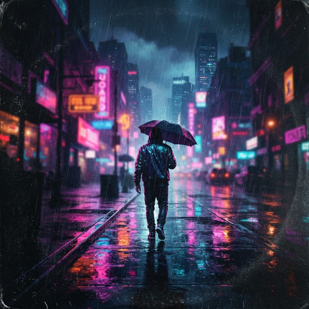 Neon Shadows In The Rain