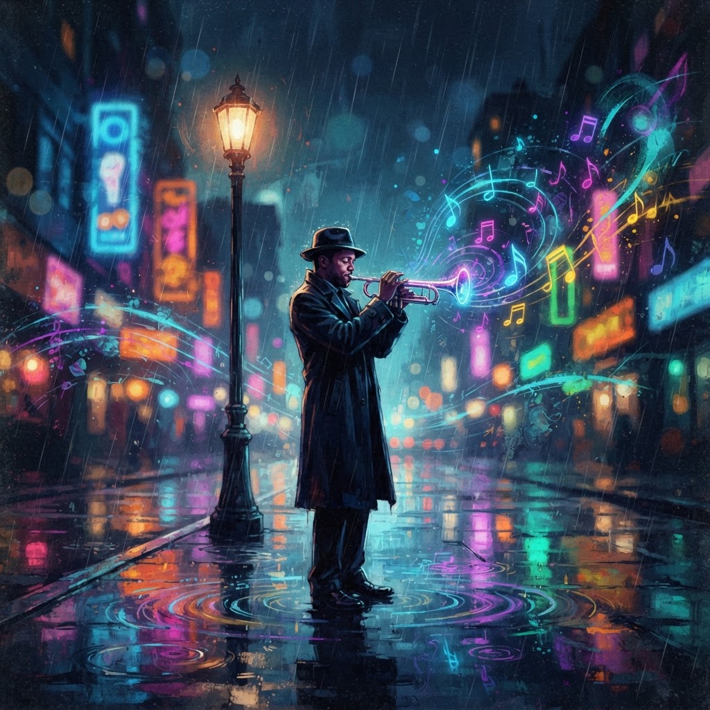 Neon Echoes In Rain
