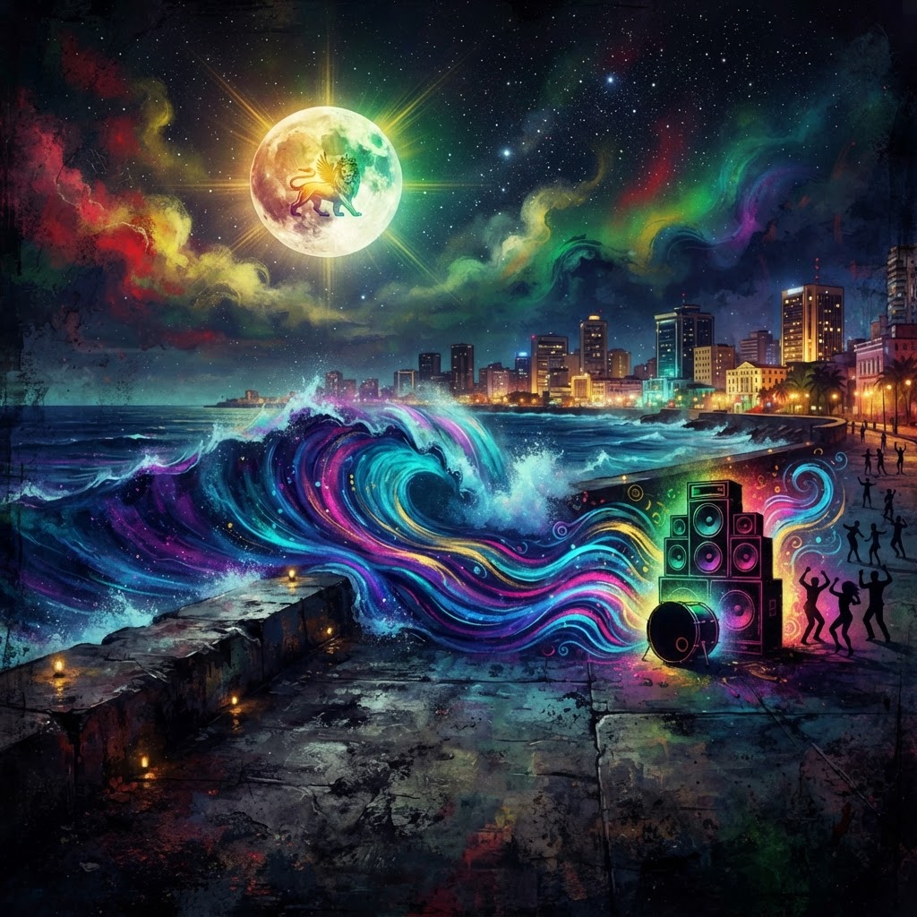 Midnight Waves on Concrete Shore